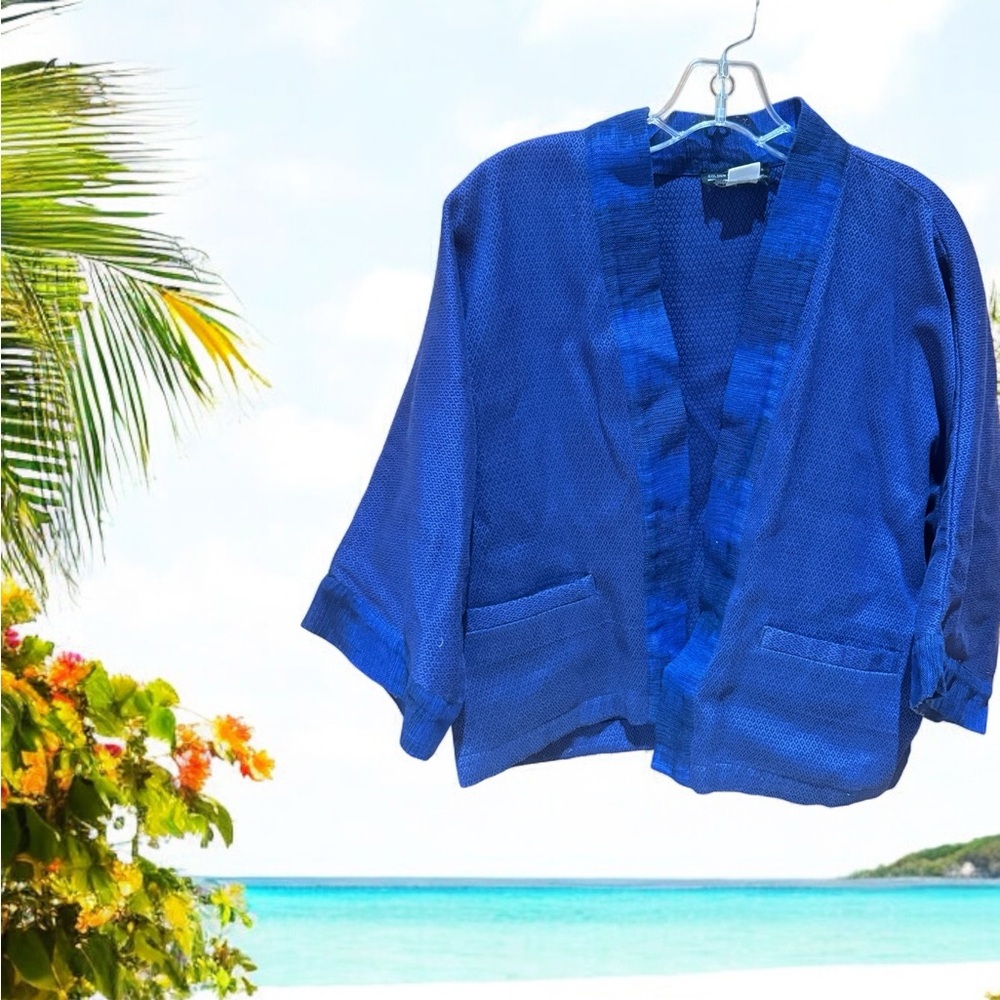Woven cardigan, kimono style